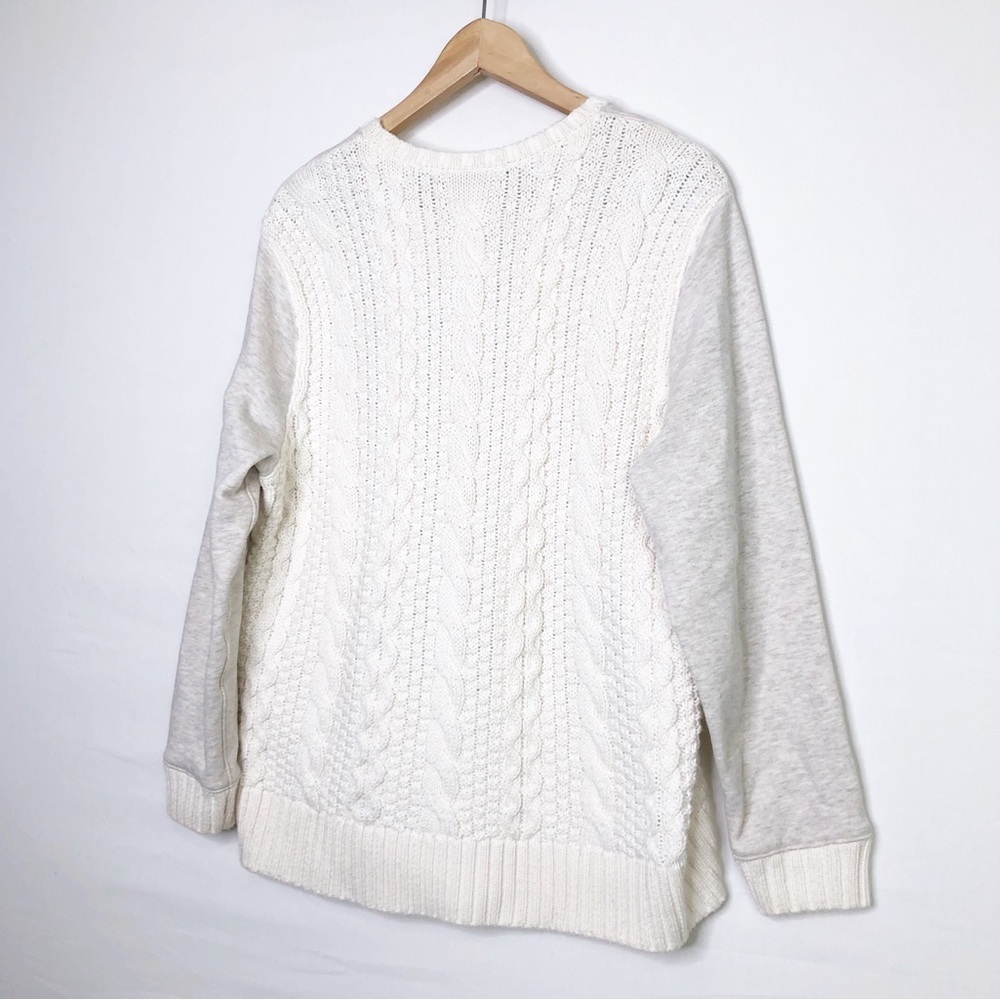 Athleta cream, mixed media cableknit, sweater sweatshirt￼ - Picture 9 of 12